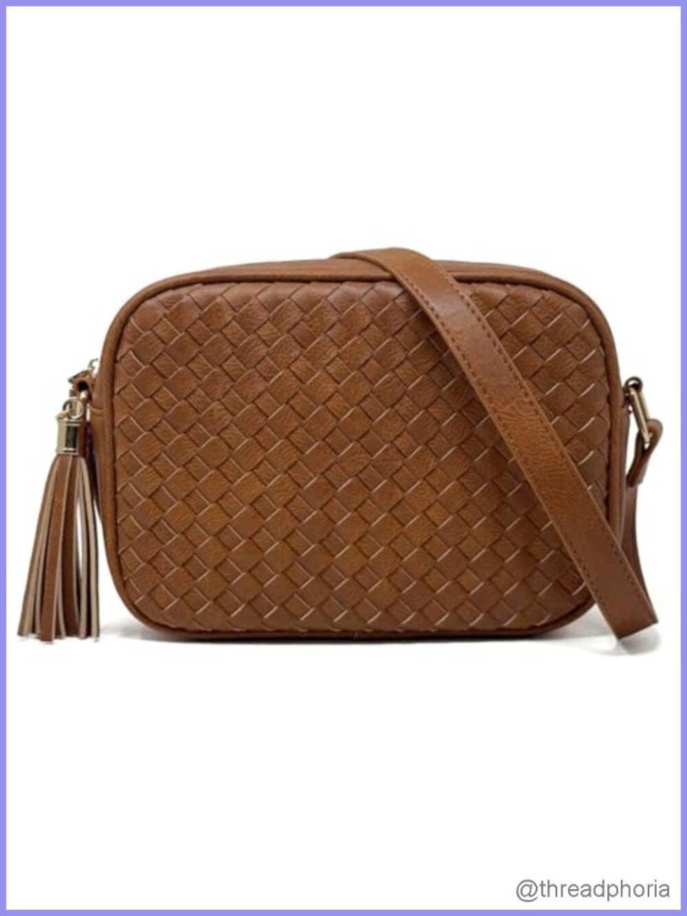 Woven Crossbody Bag Boho Purse Faux Leather Tassel Lightweight
